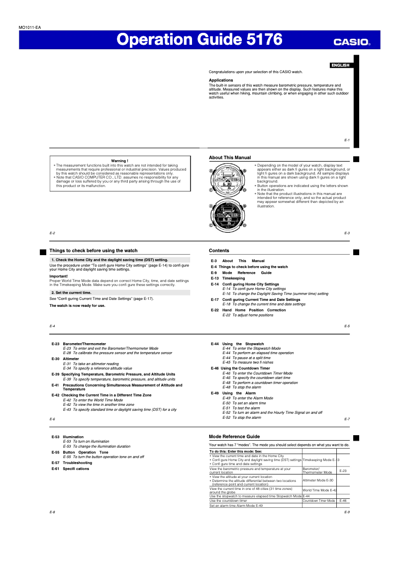 Page n°1 - Manuel utilisateur Casio 5176