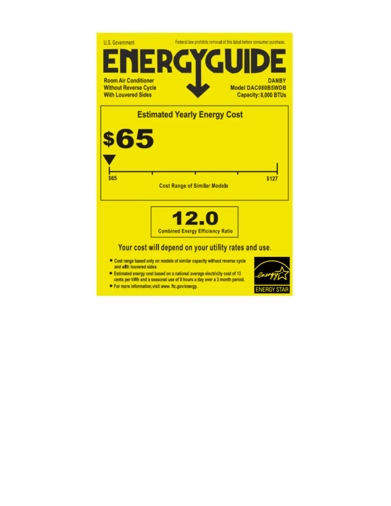 Página 1 del manual Etiqueta energética Danby DAC080B5WDB