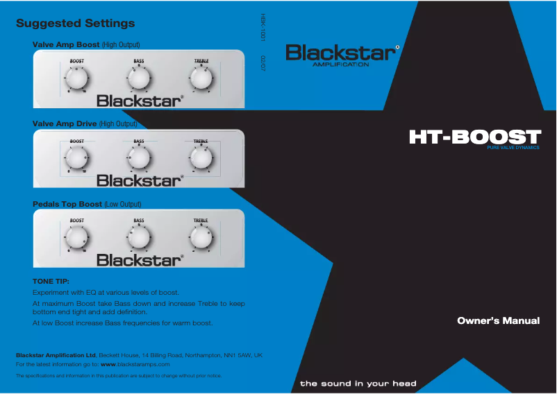 Page n°1 - Manuel utilisateur Blackstar HT-Boost