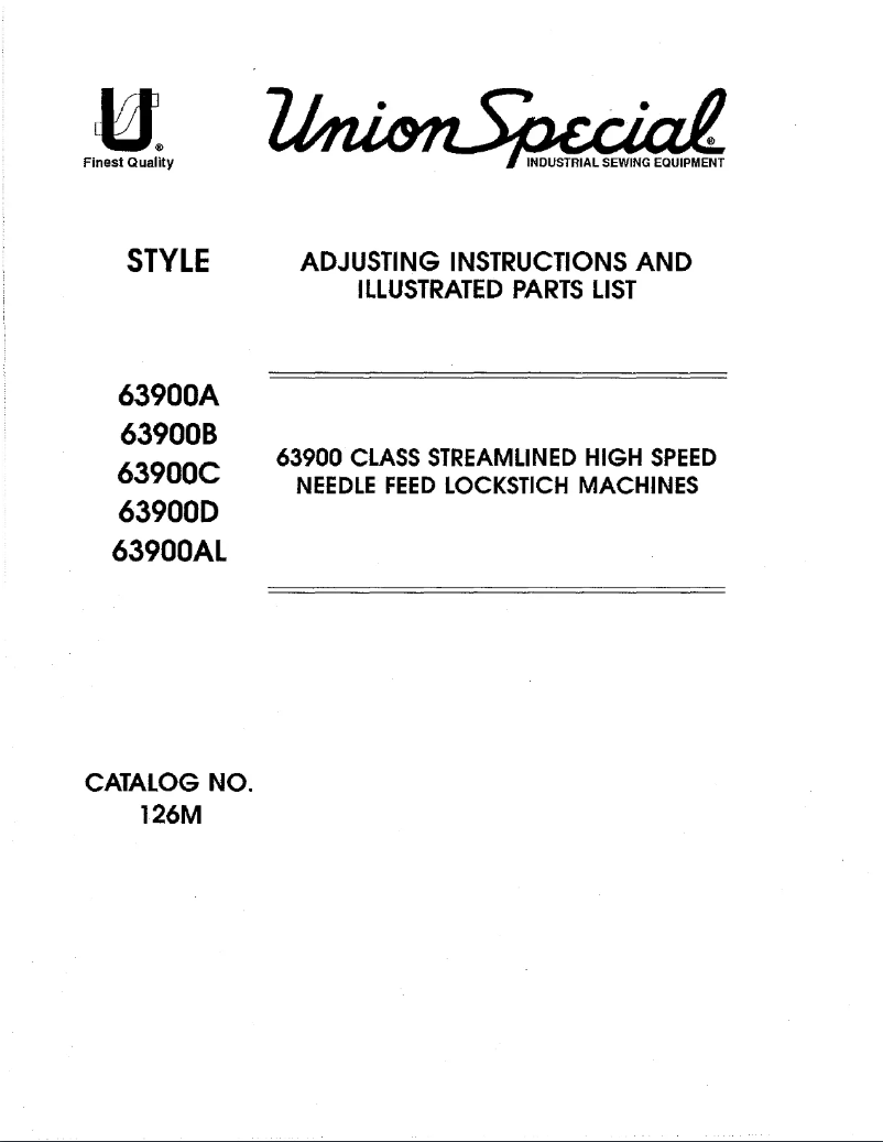 Page n°1 - Manuel utilisateur Union Special 63900D