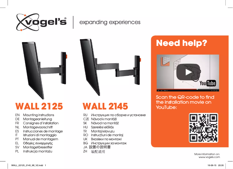 Page n°1 - Manuel utilisateur Vogel's Wall 2125