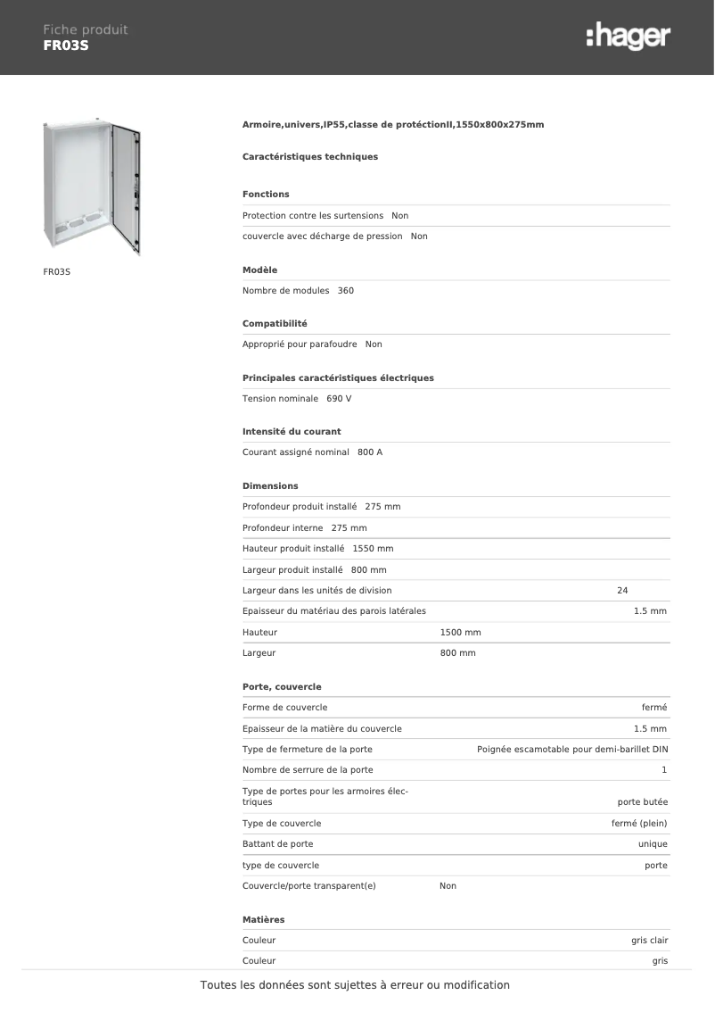 Image de la première page du manuel de l'appareil FR03S