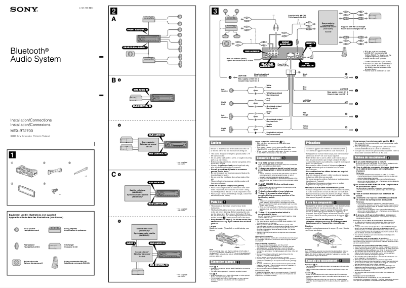 Page 1 de la notice Guide d'installation Sony MEX-BT2700