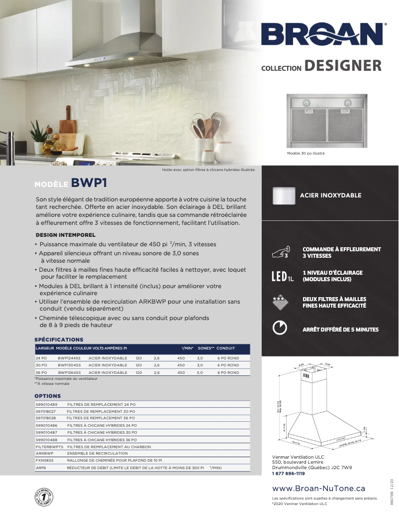 Page n°1 - Brochure Broan BWP1304SS
