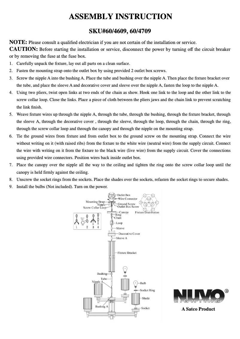 Page 1 de la notice Manuel utilisateur NUVO Wright 60/4709