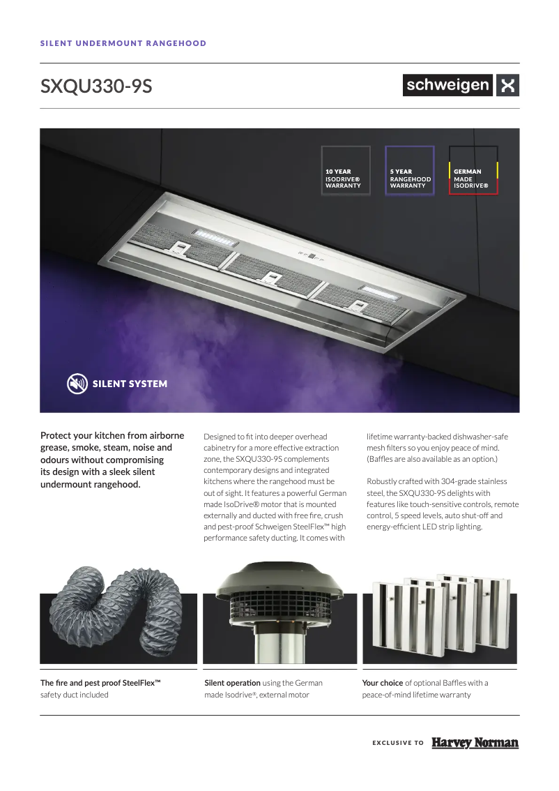 Page 1 de la notice Fiche technique Schweigen SXQU330-9S