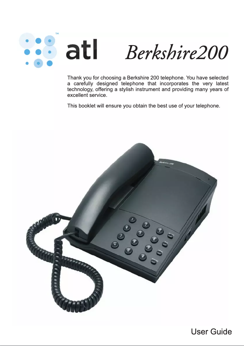 Page 1 de la notice Manuel utilisateur ATL Berkshire 200