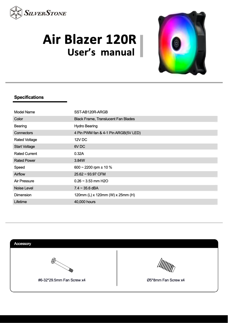 Page 1 de la notice Manuel utilisateur Silverstone Air Blazer 120R
