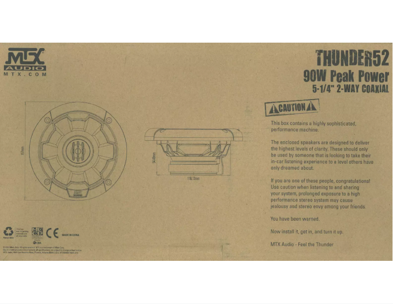 Page 1 de la notice Manuel utilisateur MTX Audio Thunder 52
