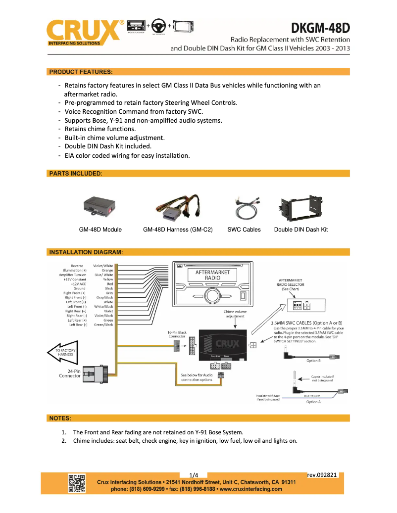 Page 1 de la notice Manuel utilisateur CRUX DKGM-48D