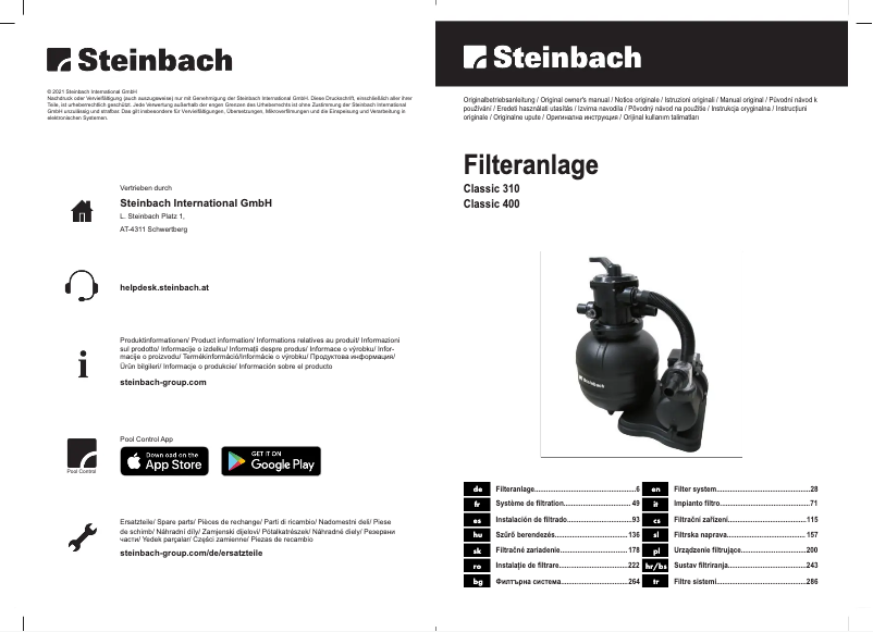 Page n°1 - Manuel utilisateur Steinbach Classic 310