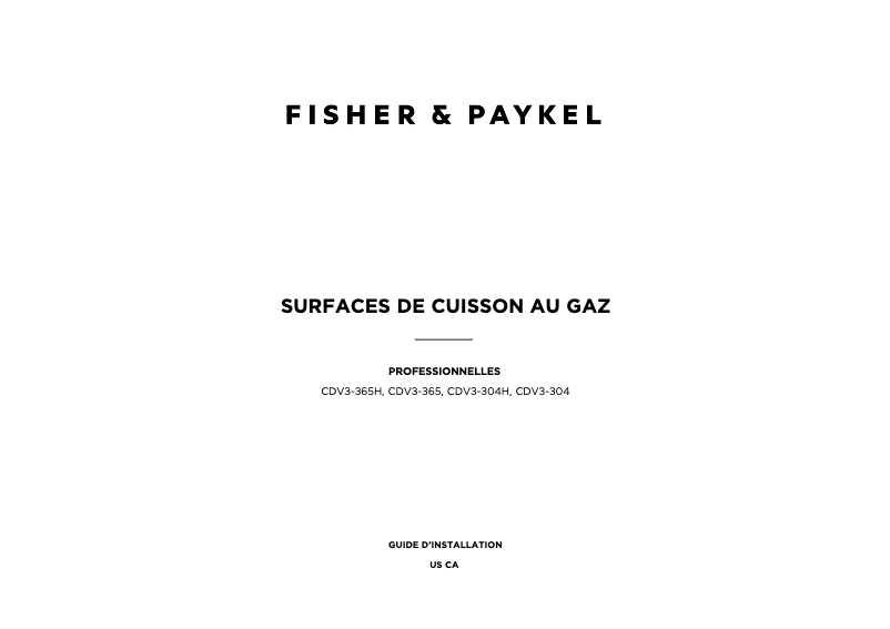 Page 1 de la notice Guide d'installation Fisher & Paykel CDV3-304