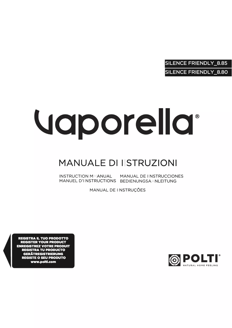 Page 1 de la notice Manuel utilisateur Polti Vaporella Silence Friendly 8.85