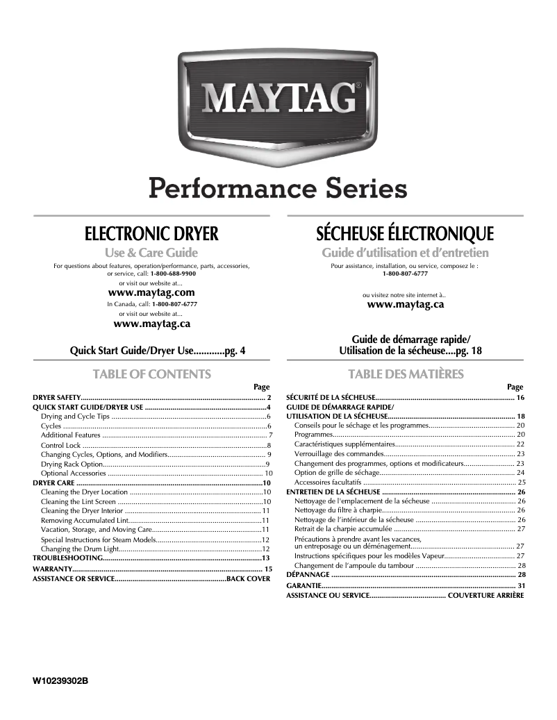 Page n°1 - Manuel utilisateur Maytag MGDE500VW