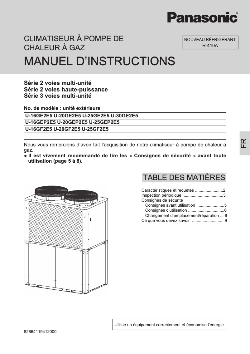 Image de la première page du manuel de l'appareil U-25GE2E5