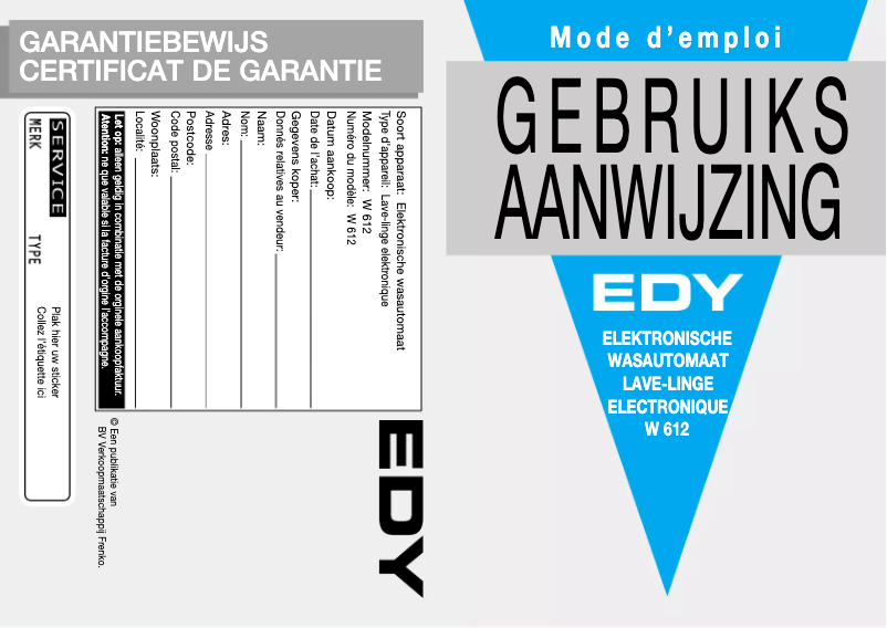 Page n°1 - Manuel utilisateur Edy W 612