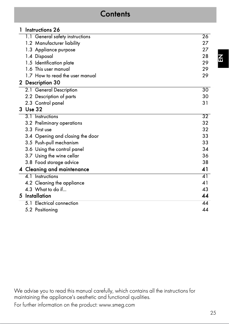 Página 1 del manual Manual de instrucciones Smeg CVF318X
