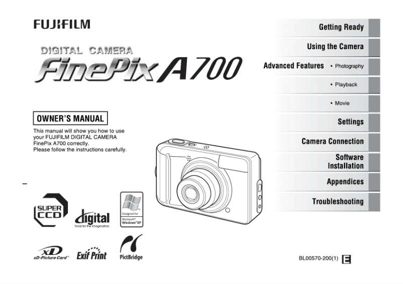 Page n°1 - Manuel utilisateur Fujifilm FinePix A700