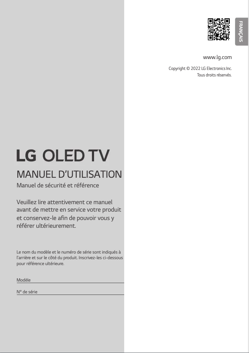 Image de la première page du manuel de l'appareil OLED65C27LA