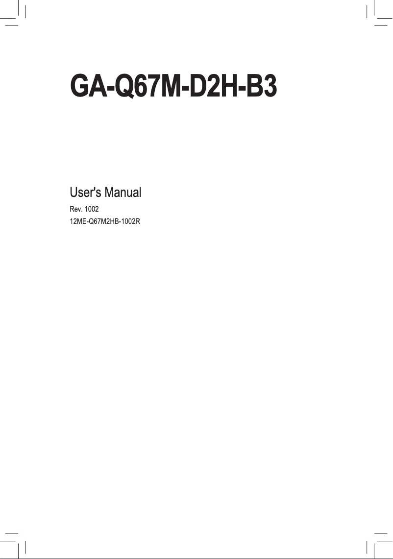 Page n°1 - Manuel utilisateur Gigabyte GA-Q67M-D2H-B3