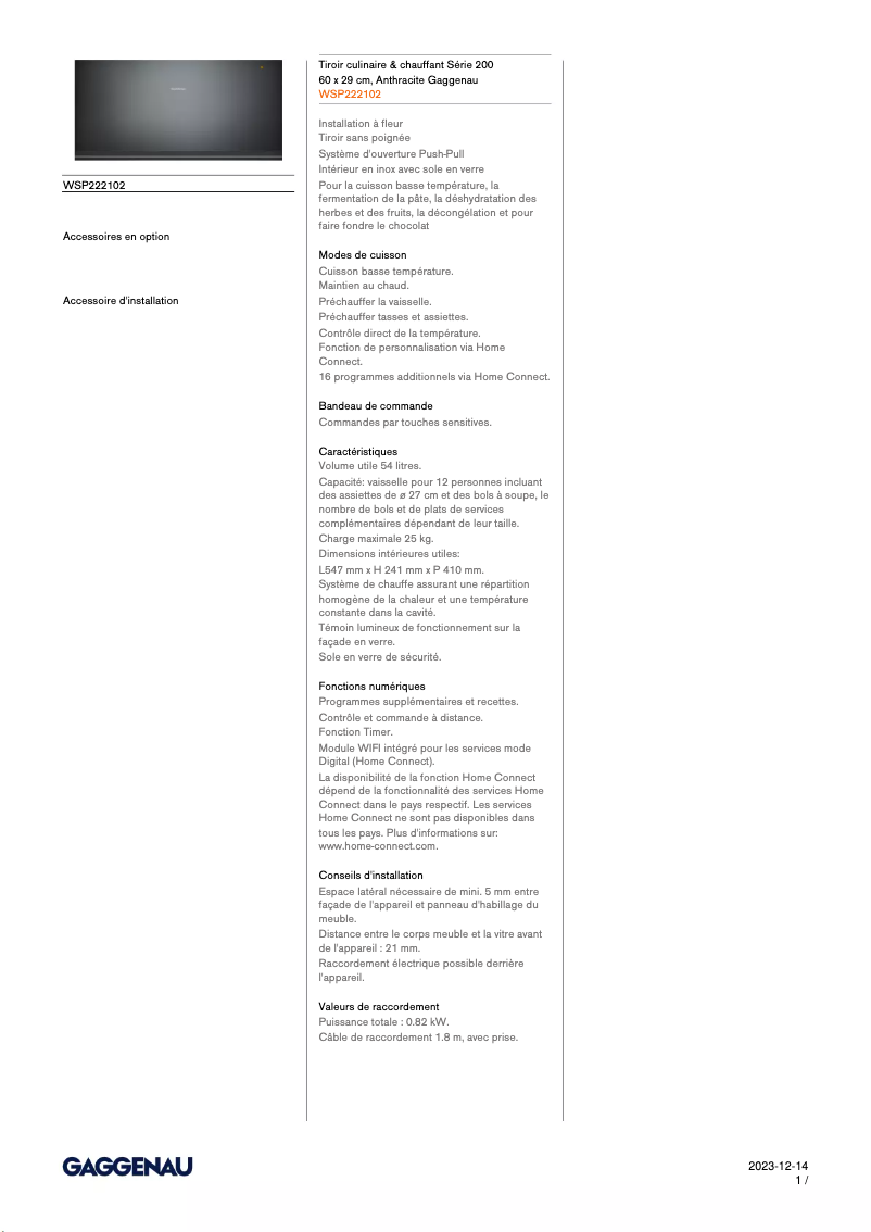 Image de la première page du manuel de l'appareil WSP222102