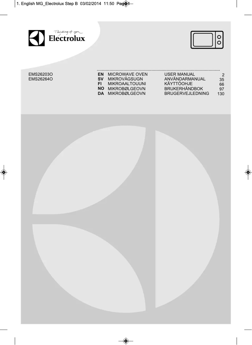 Page 1 de la notice Manuel utilisateur Electrolux EMS26264OW