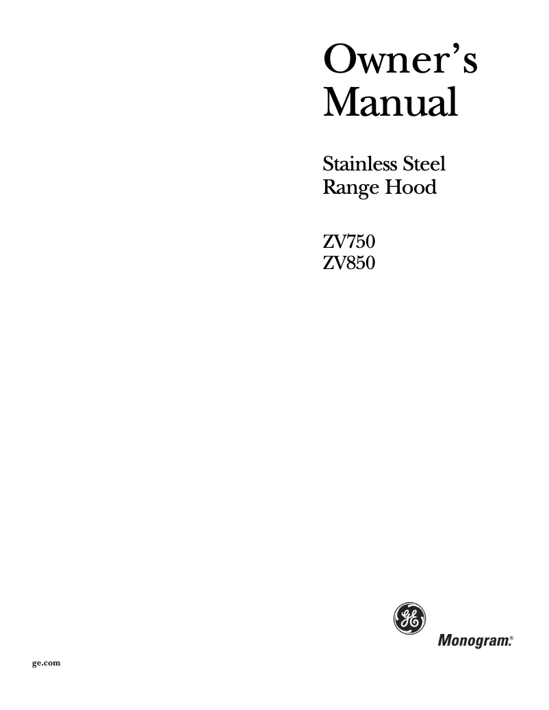 First page image of the manual for ZV750SY