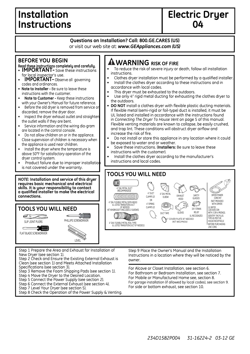 Page n°1 - Instructions / montage Hotpoint HTDX100EDWW