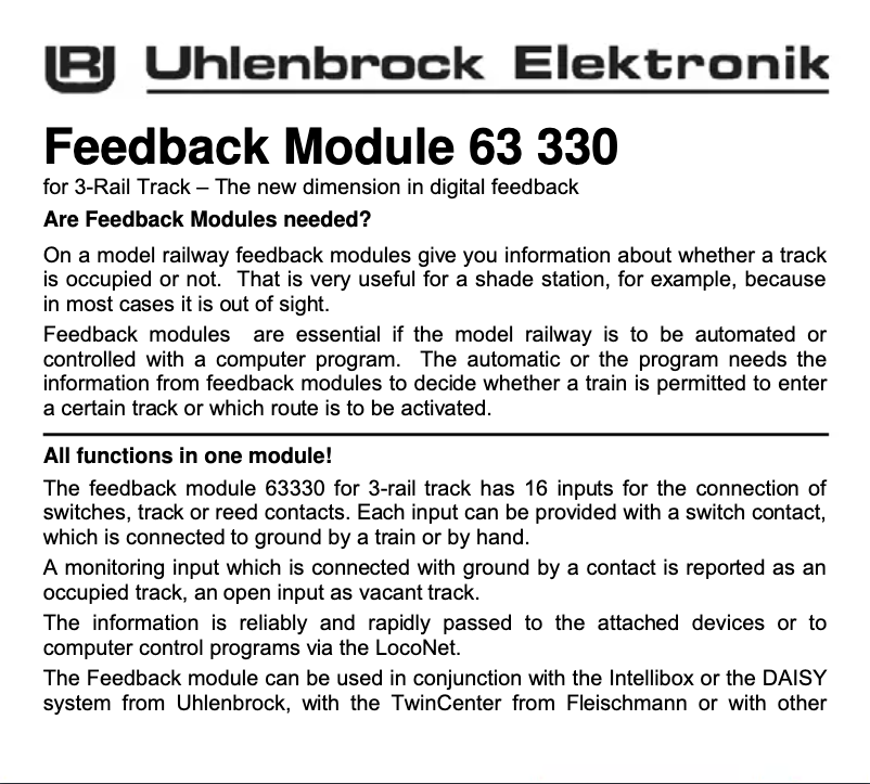 Página 1 del manual Manual de usuario Uhlenbrock 63330