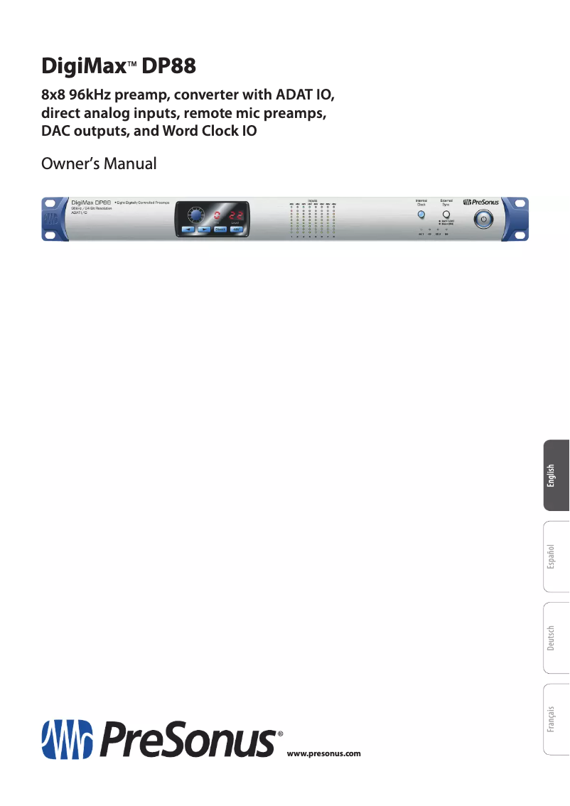 Page 1 de la notice Manuel utilisateur PreSonus DigiMax DP88