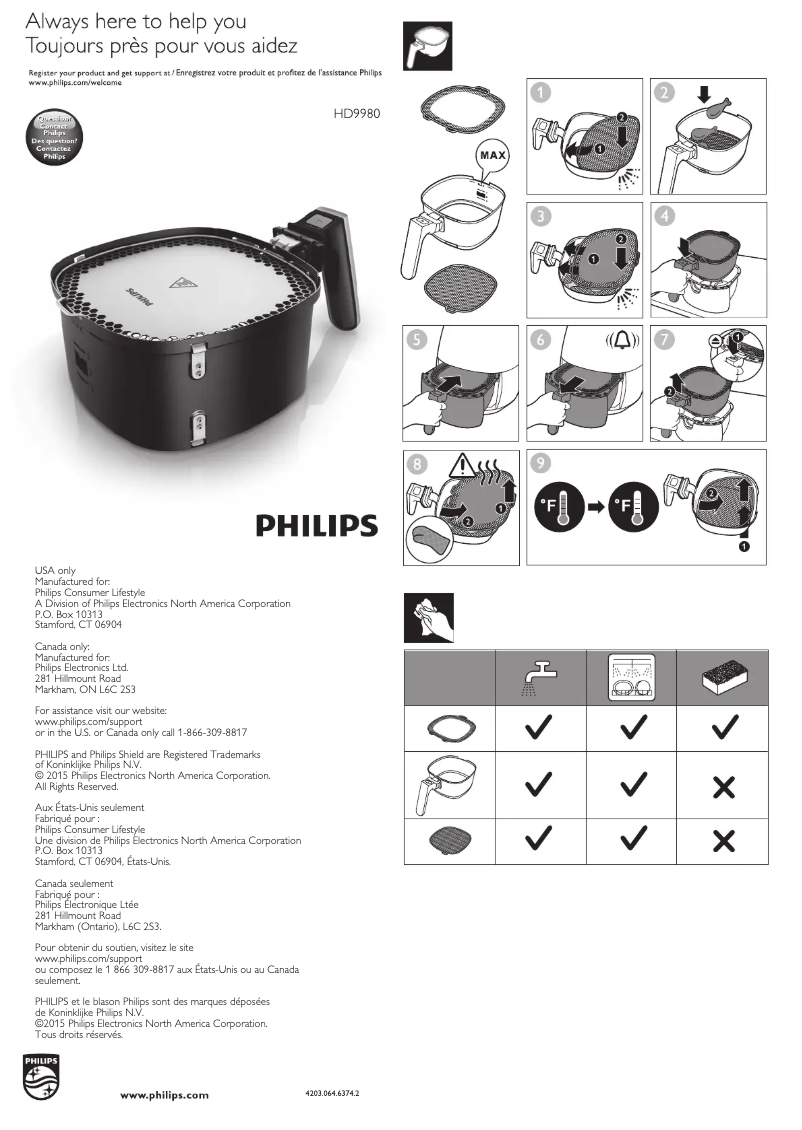 Page 1 de la notice Manuel utilisateur Philips HD9980
