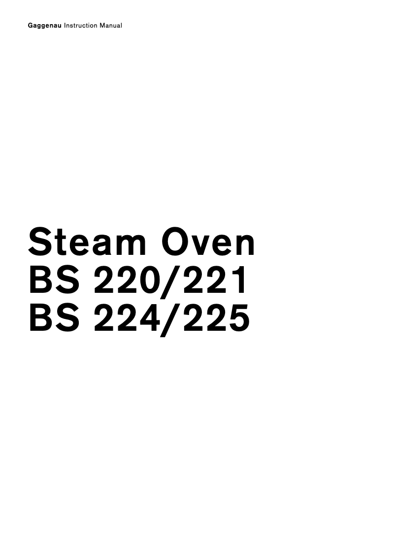 Page 1 de la notice Manuel utilisateur Gaggenau BS 224-100