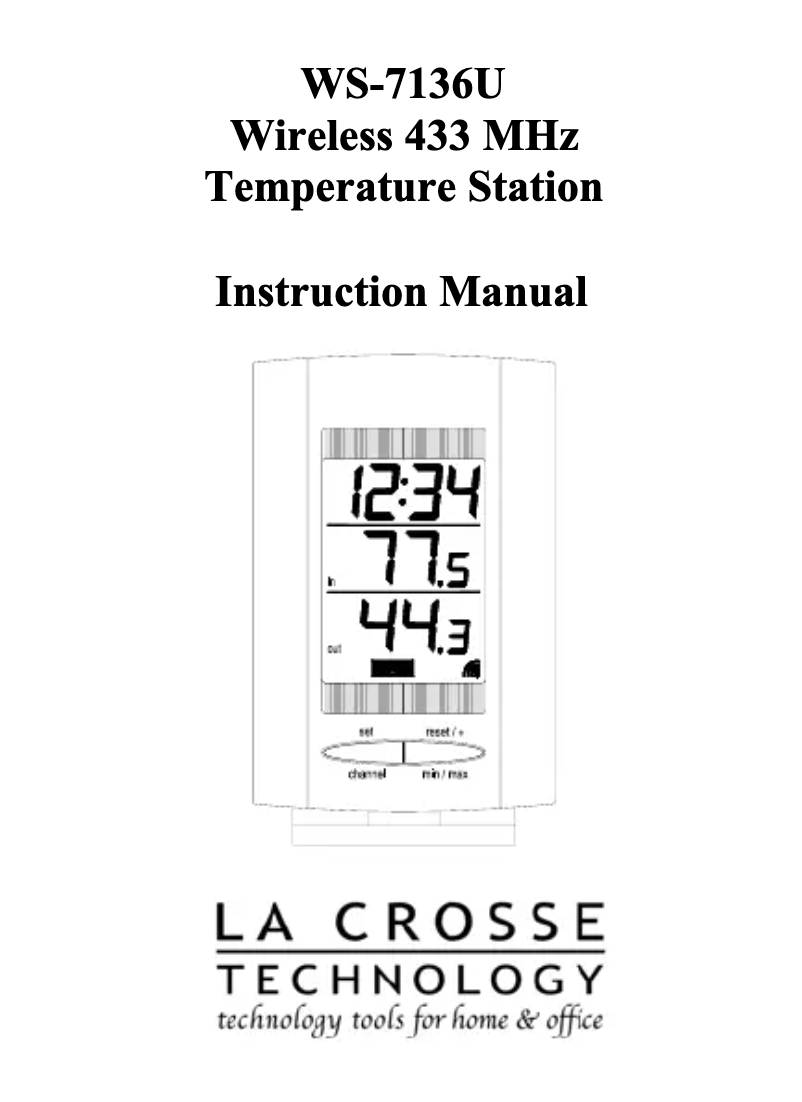 Page n°1 - Manuel utilisateur La Crosse Technology WS-7136LLB-B