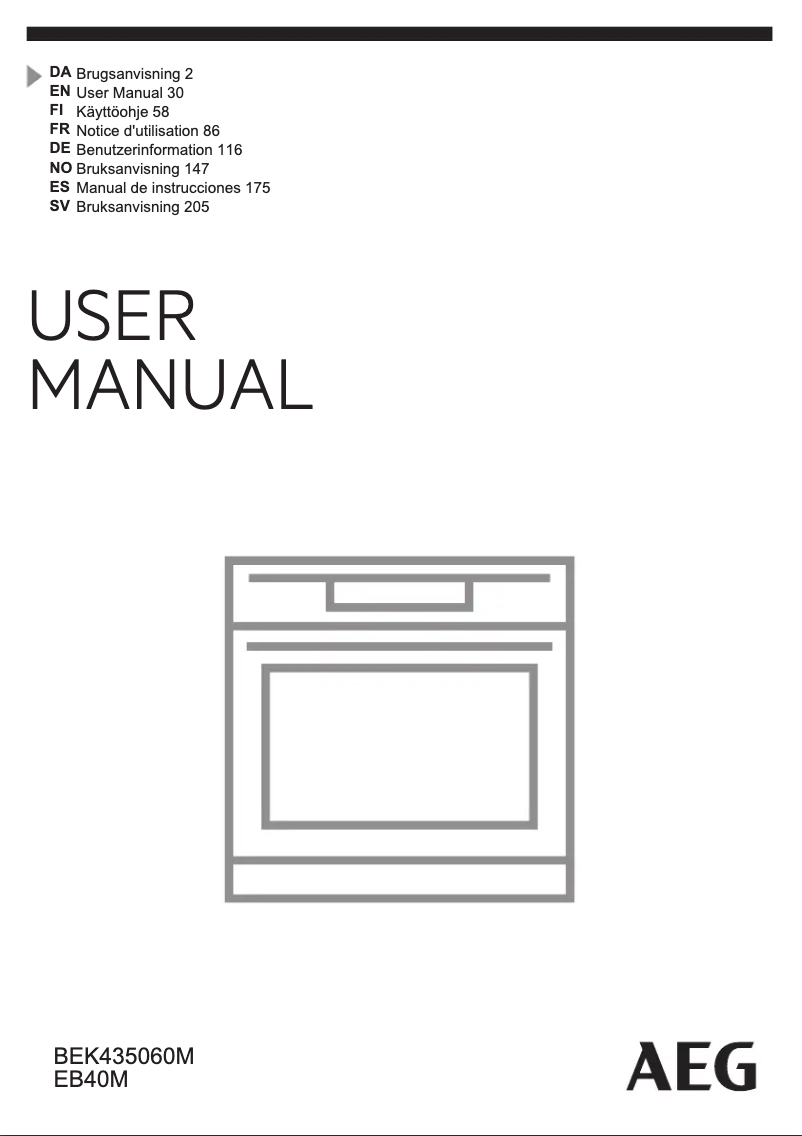 Page 1 de la notice Manuel utilisateur AEG BEK435060M