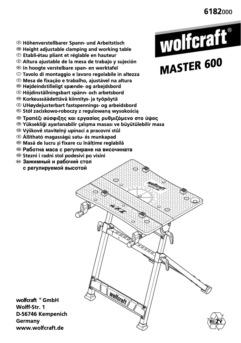 Page 1 de la notice Manuel utilisateur Wolfcraft 6182000