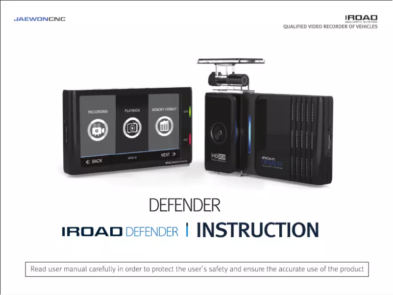 Page 1 de la notice Manuel utilisateur iRoad Defender
