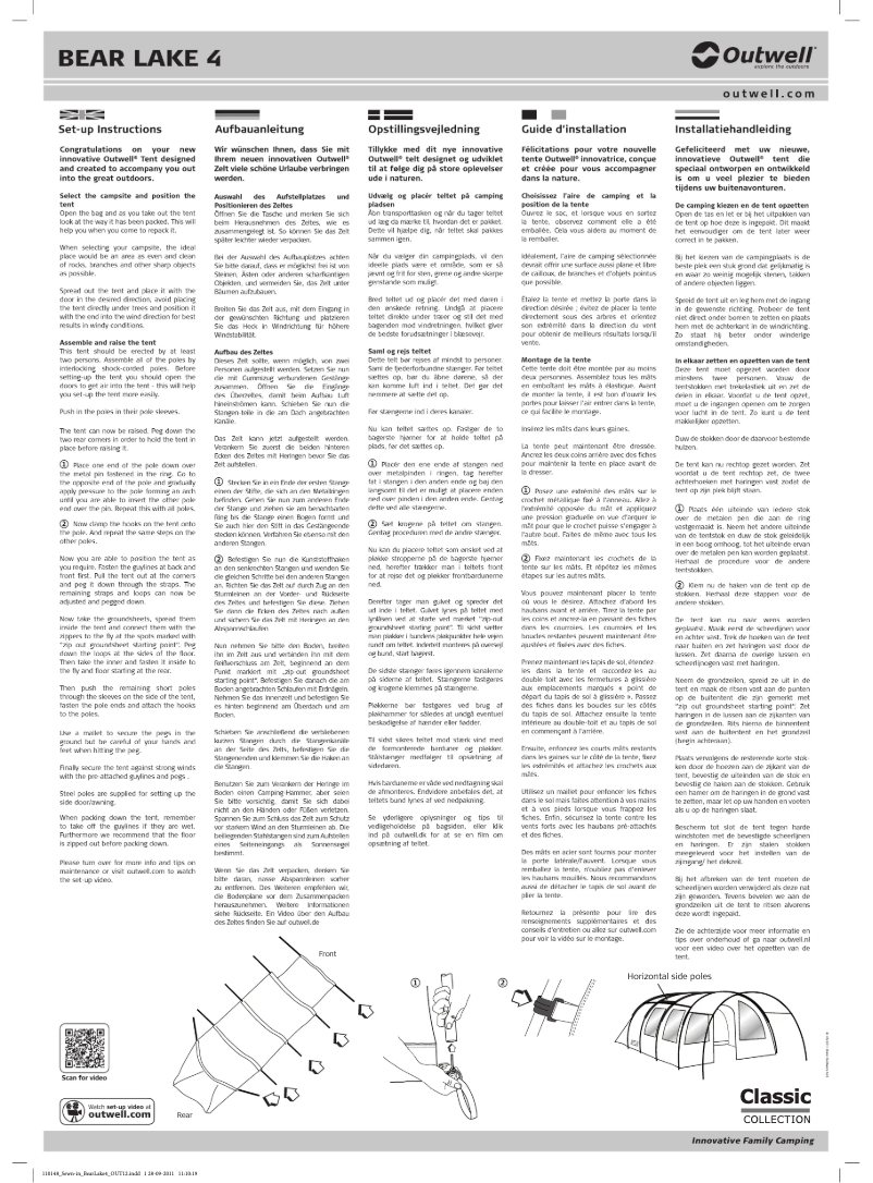 Página 1 del manual Manual de usuario Outwell Classic Bear Lake 4