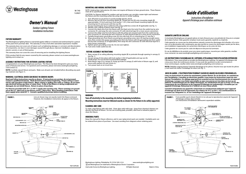 Page 1 de la notice Manuel utilisateur Westinghouse Peterson 6121900