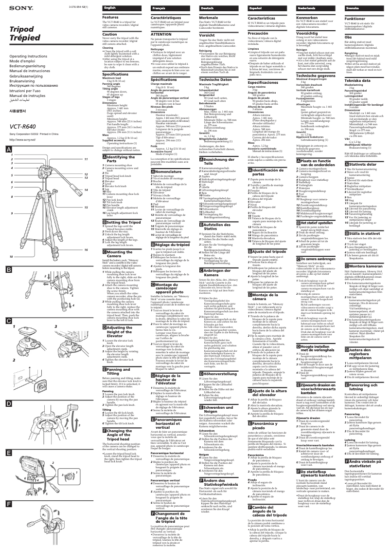 Page 1 de la notice Manuel utilisateur Sony VCT-R640