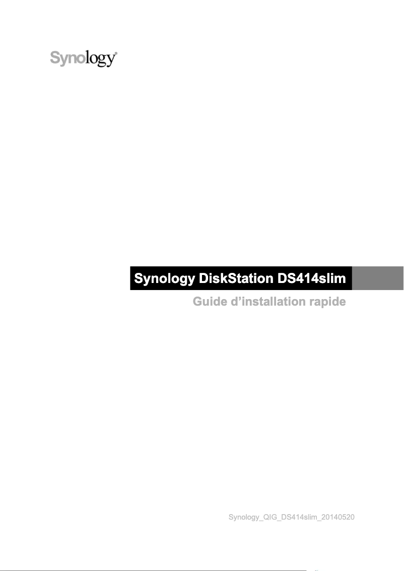 Page n°1 - Manuel utilisateur Synology DiskStation DS414slim