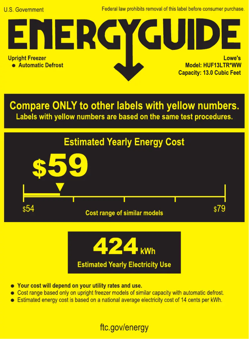 Page n°1 - Label énergétique Hotpoint HUF13LTRWW