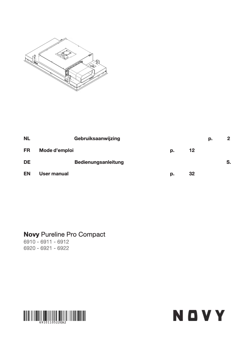 Page 1 de la notice Manuel utilisateur Novy Pureline Pro Compact 6922