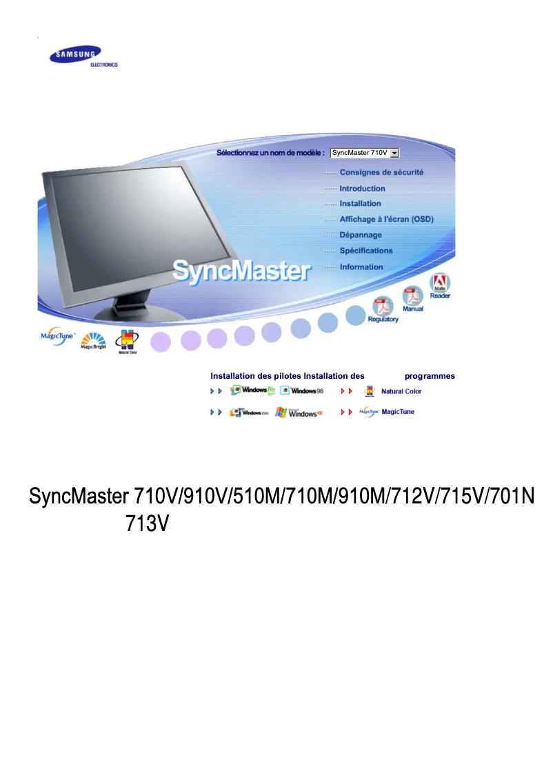 Image de la première page du manuel de l'appareil SyncMaster 713V