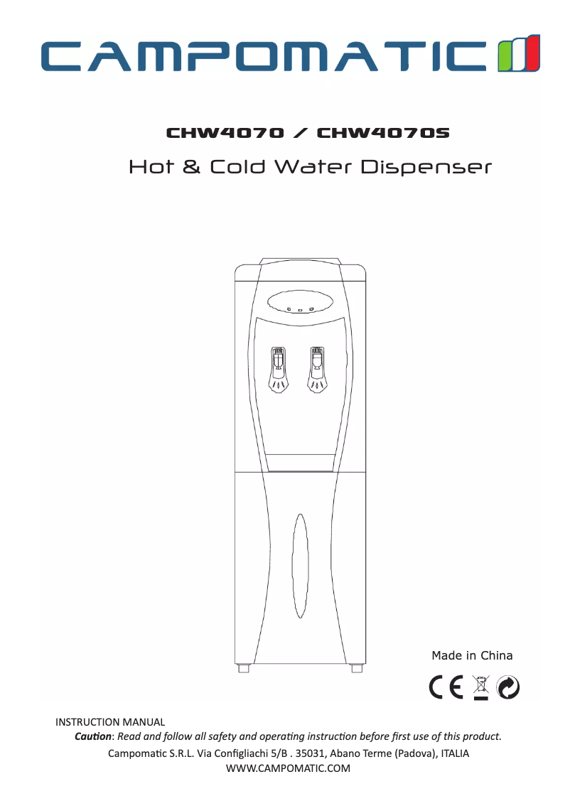 Page 1 de la notice Manuel utilisateur Campomatic CHW4070S