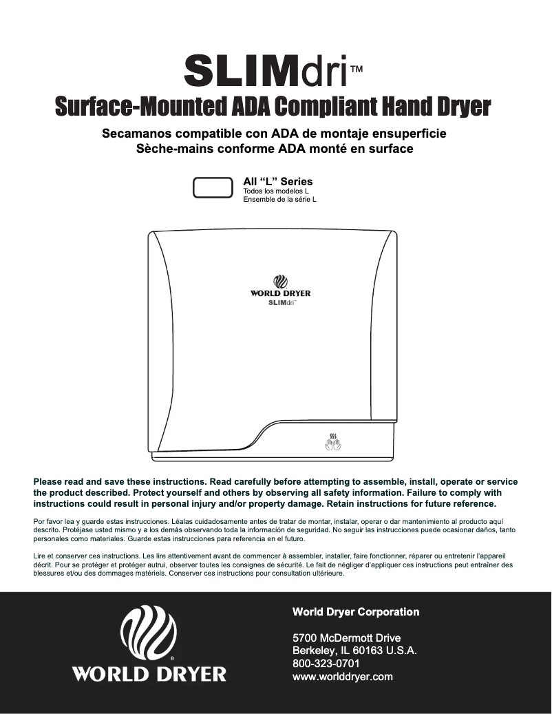 Page n°1 - Manuel utilisateur World Dryer SLIMdri