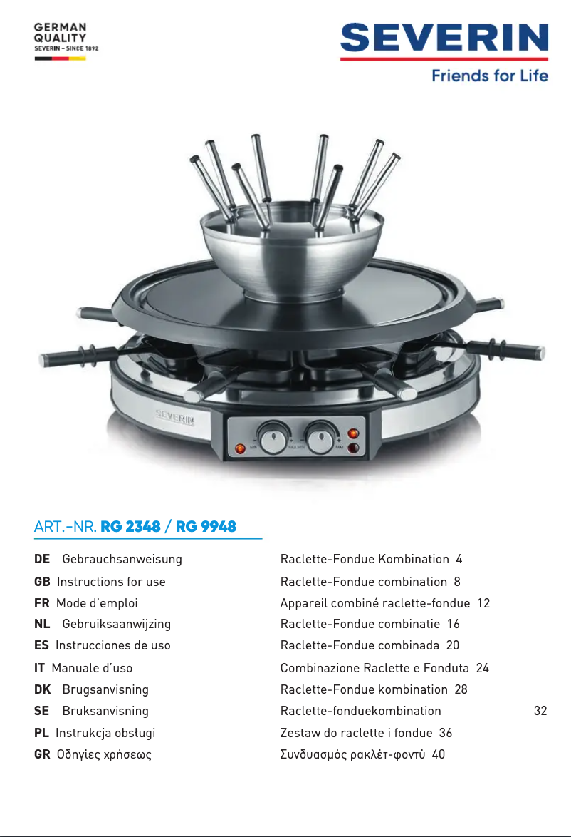 Page 1 de la notice Manuel utilisateur Severin RG 9948