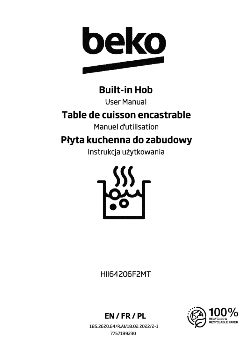 Page 1 de la notice Manuel utilisateur Beko HII64206F2MT