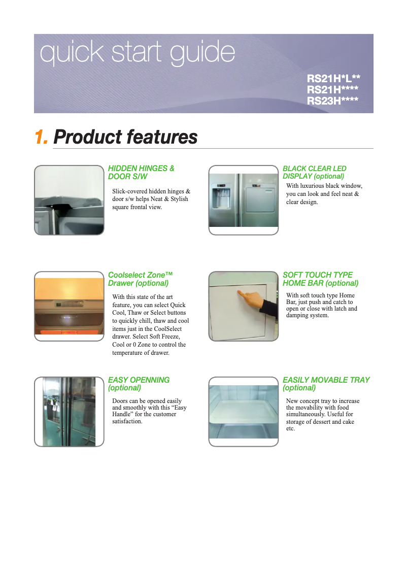 Page 1 de la notice Guide d'installation Samsung RS23HDUPN