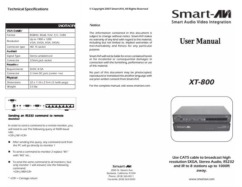 Image de la première page du manuel de l'appareil XT-TX800