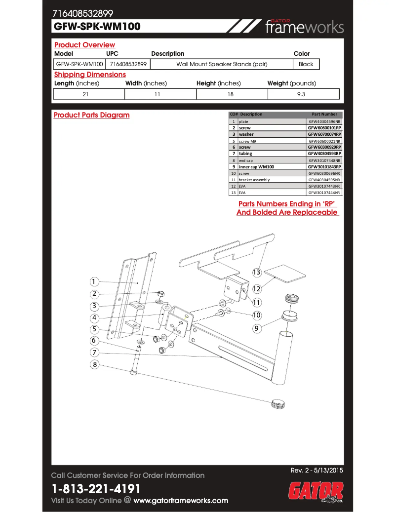 Page n°1 - Manuel utilisateur Gator Frameworks GFW-SPK-WM100